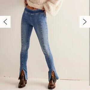 NWT Free People Double Dutch Slit Skinny Pull On Jeans Light Wash Size L Size 31